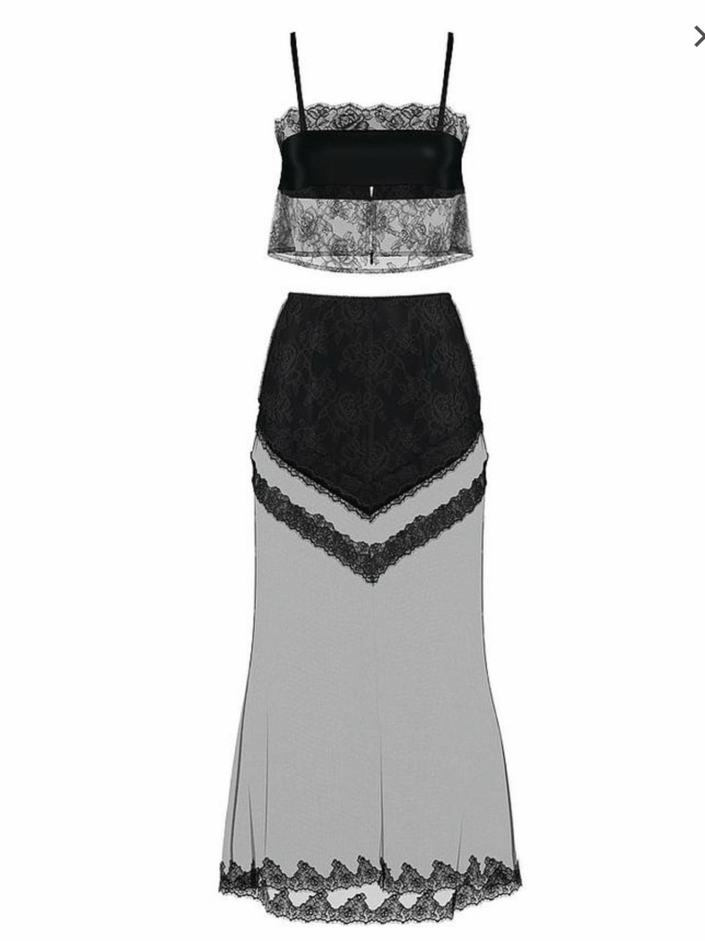 NWT Victoria’s Secret Black Lace-Trim Skirt & Cami Set